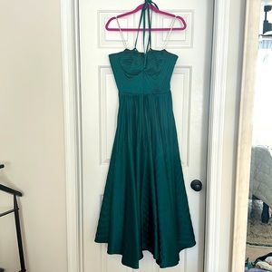 Marchesa Notte Green Pleated Cocktail Dress